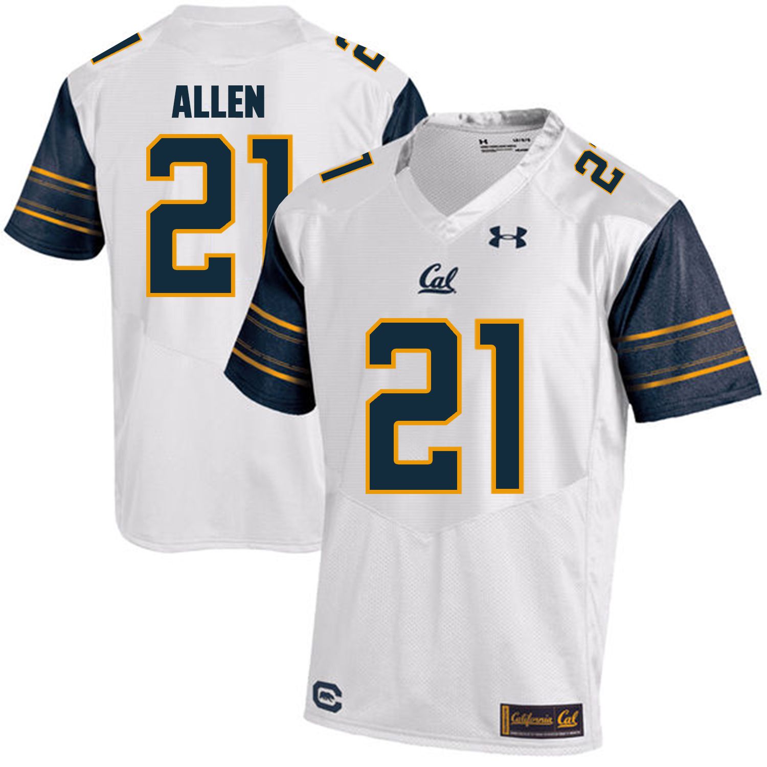 Men California Golden Bears #21 Keenan Allen White Customized NCAA Jerseys->customized ncaa jersey->Custom Jersey